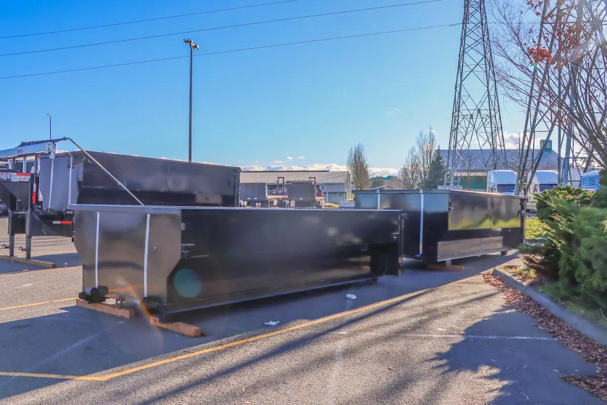Roll-off dumpster ready for waste disposal at job site for 2 Yard Dumpster Rental in Fridley